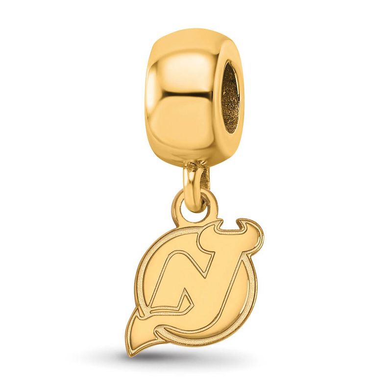 14k Yellow Gold Plated Sterling Silver Nhl Nj Devils Xs Dangle Bead